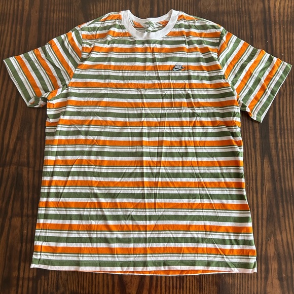Nike Other - Nike Men's Orange and Green Striped Tee